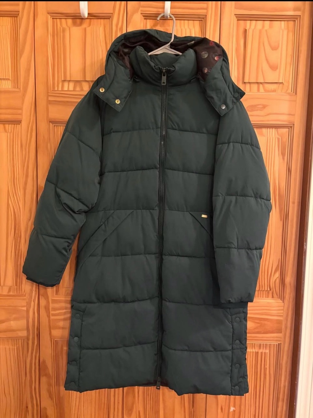 Scotch & Soda Long Puffer Coat in Dark Green